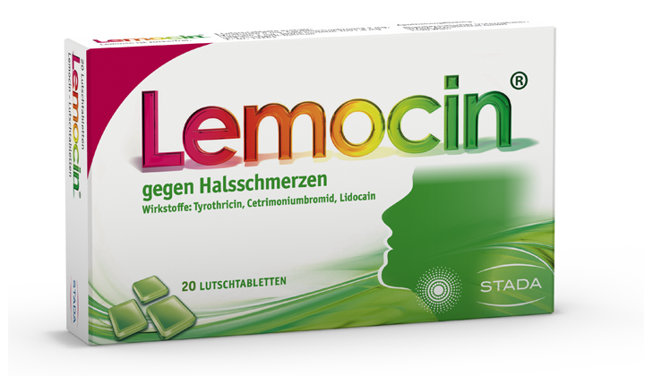 Packung Lemocin Lutschtabletten Packung Lemocin Lutschtabletten gegen Halsschmerzen